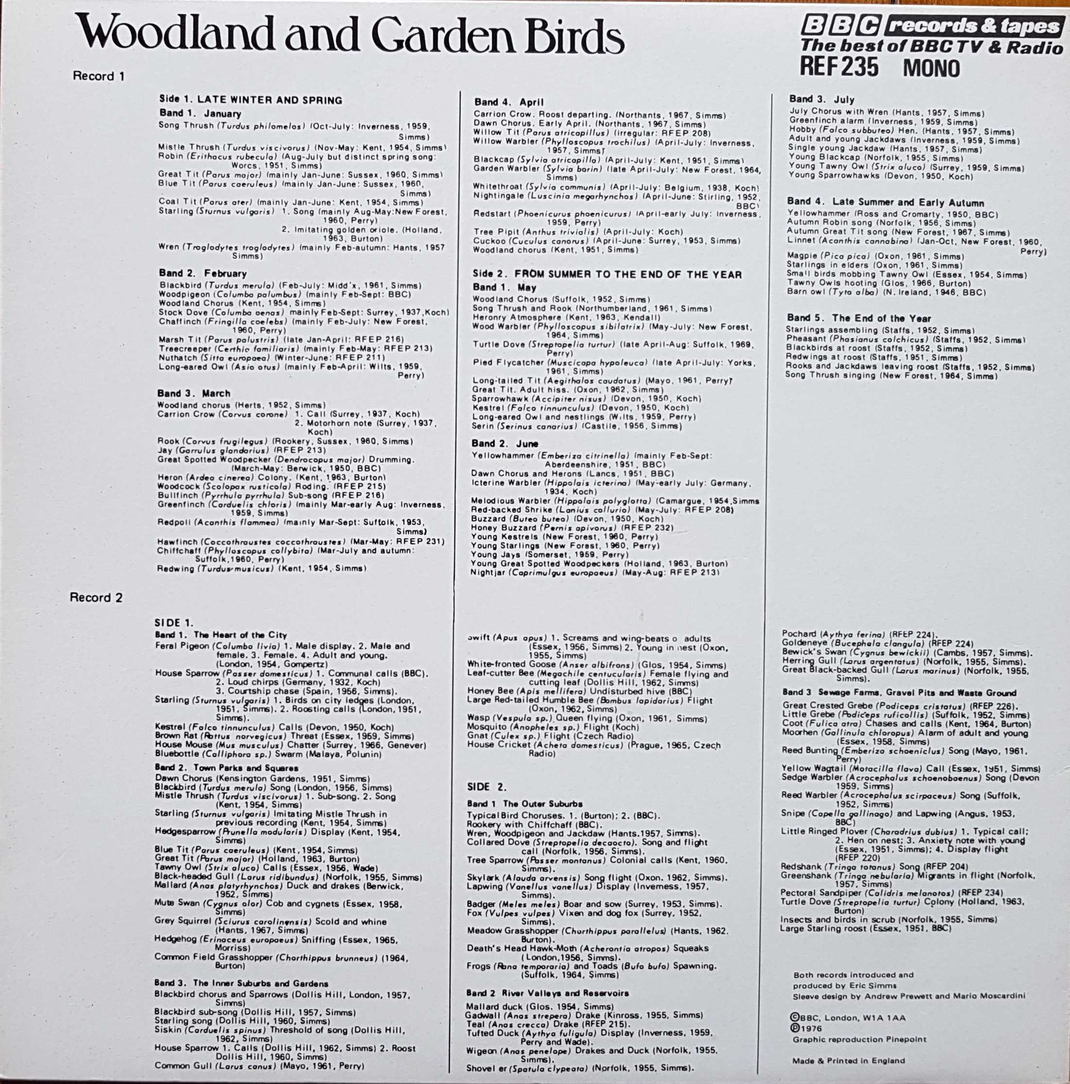Picture of REF 235 Woodland and garden birds by artist Various from the BBC records and Tapes library